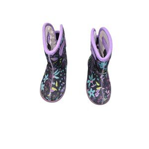 Bogs Purple Floral Print Waterproof Insulated Toddler Boots Size 8